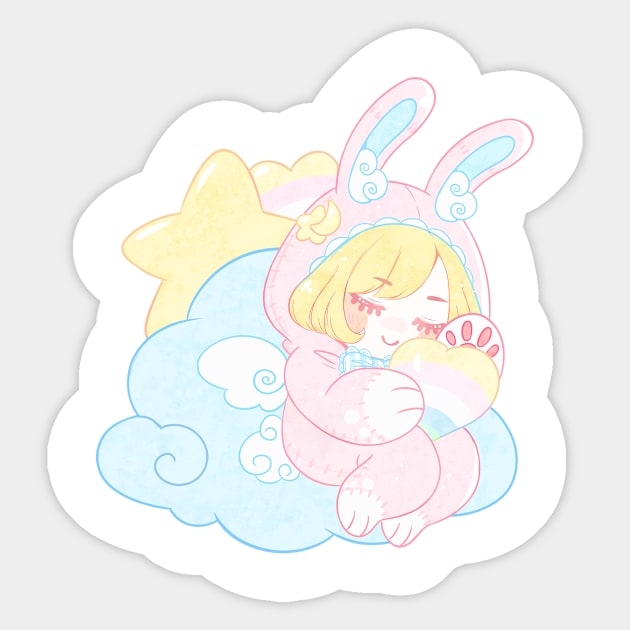 Little bunny sleeping Sticker by Kukupon